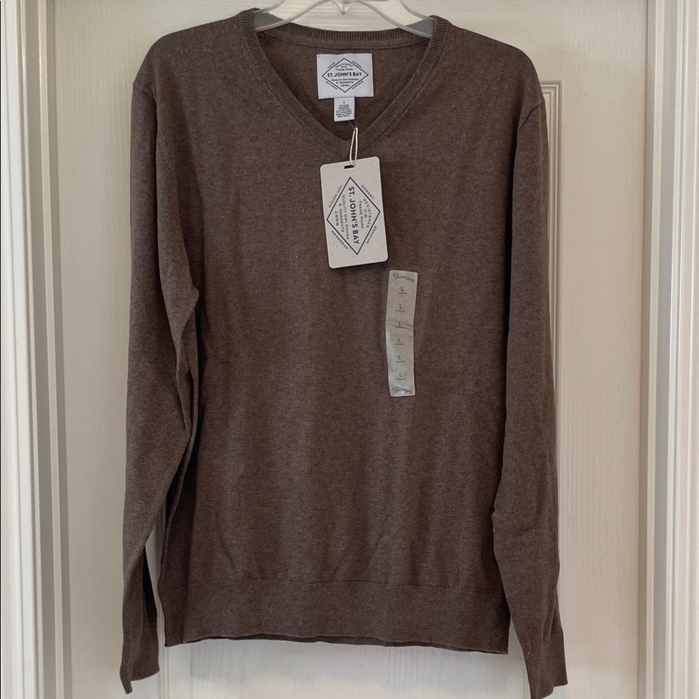 St. John's Bay Women's V-Neck Sweater in Brown